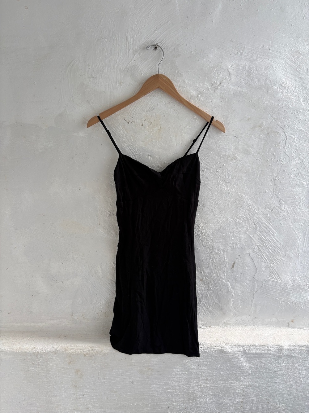 Wilfred Aritzia black smocked mini dress